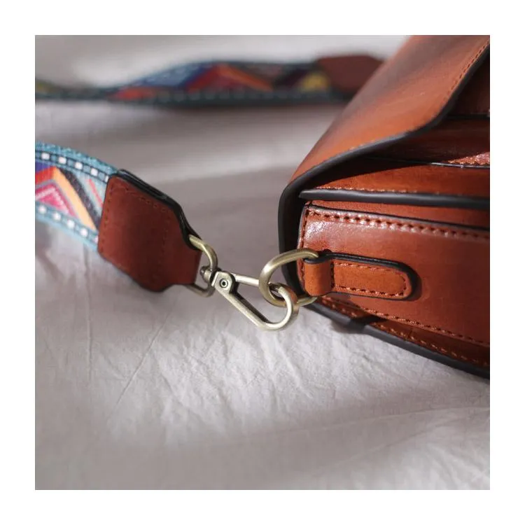 Fashion Womens Small Brown Leather Satchel Shoulder Bag Wider Strap Crossbody Bag