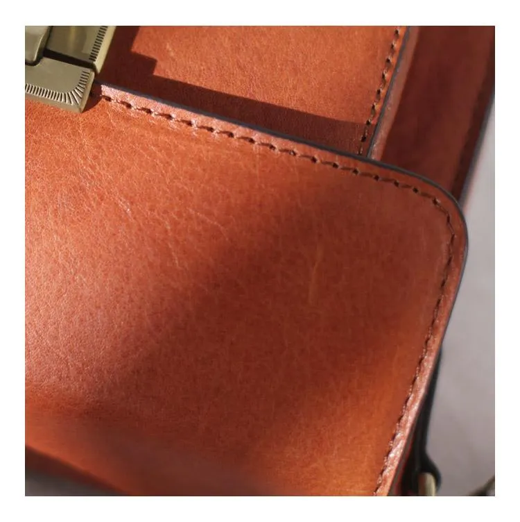 Fashion Womens Small Brown Leather Satchel Shoulder Bag Wider Strap Crossbody Bag