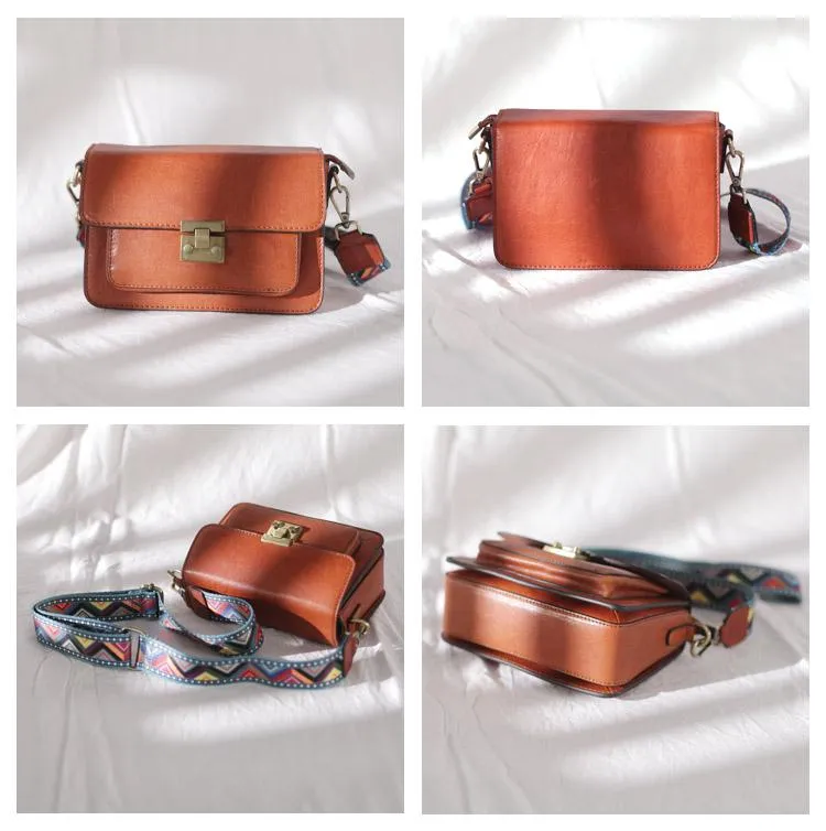 Fashion Womens Small Brown Leather Satchel Shoulder Bag Wider Strap Crossbody Bag