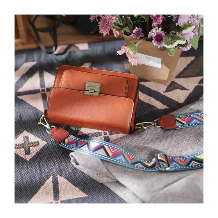 Fashion Womens Small Brown Leather Satchel Shoulder Bag Wider Strap Crossbody Bag