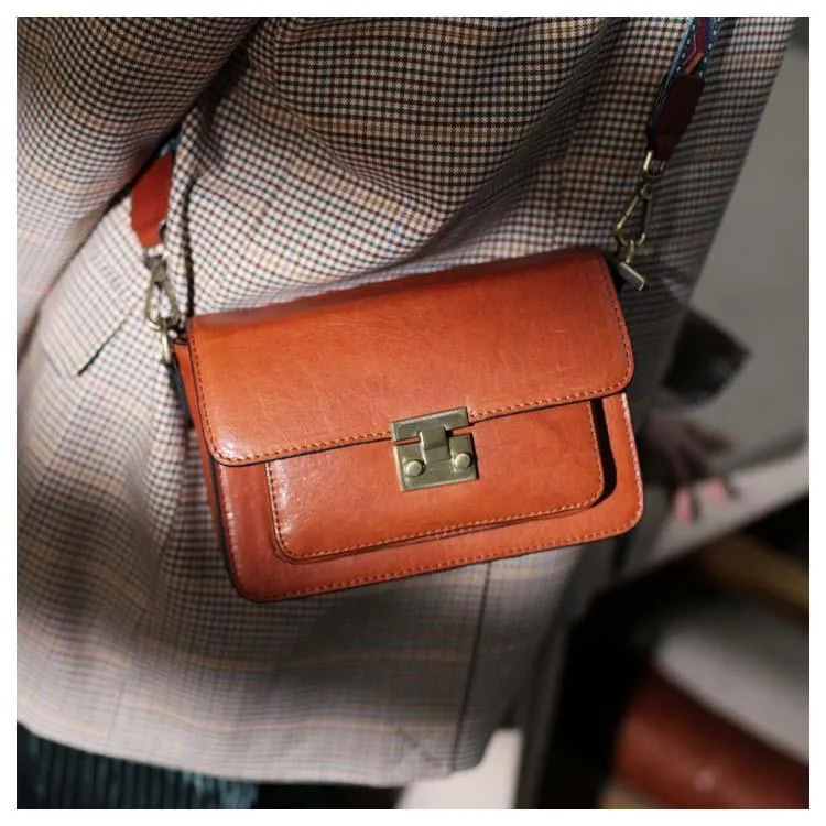 Fashion Womens Small Brown Leather Satchel Shoulder Bag Wider Strap Crossbody Bag