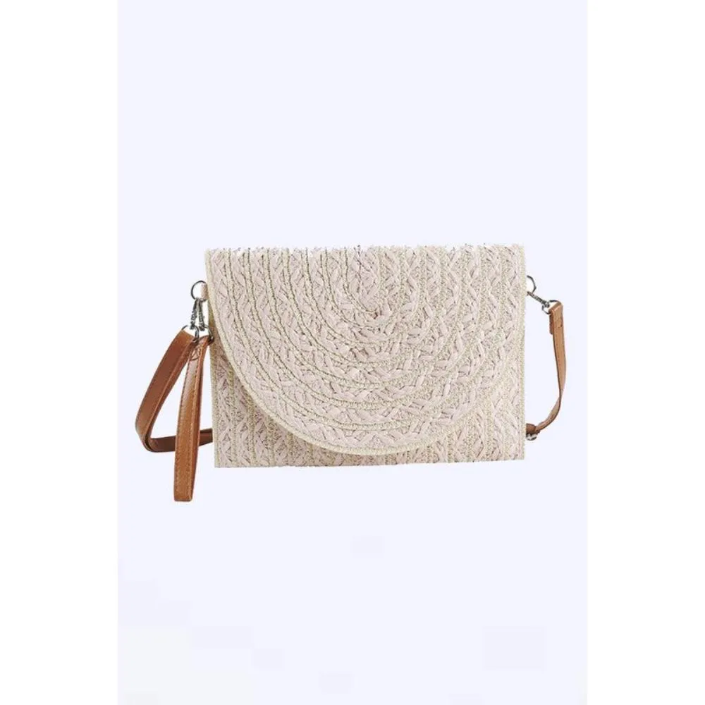 FASHNZFAB 2 Tone Straw Convertible Clutch Swing Bag