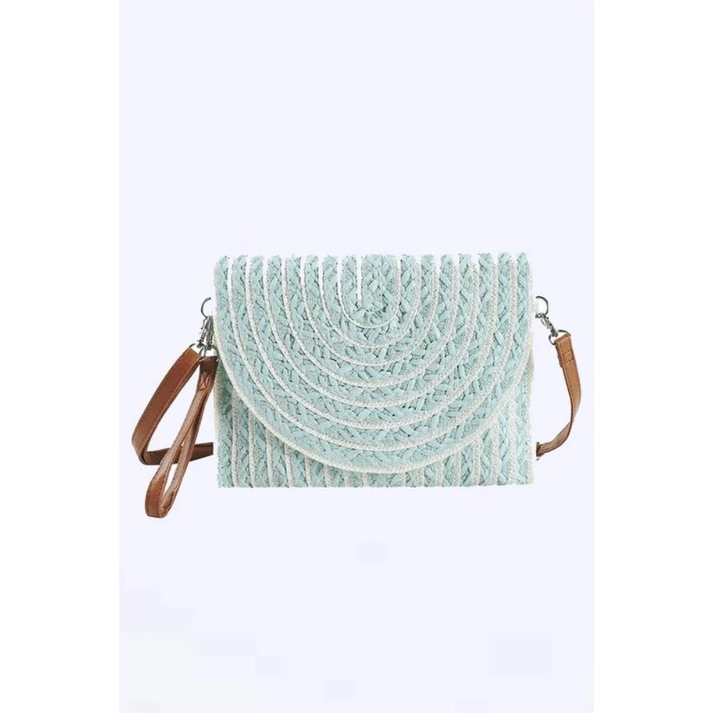 FASHNZFAB 2 Tone Straw Convertible Clutch Swing Bag