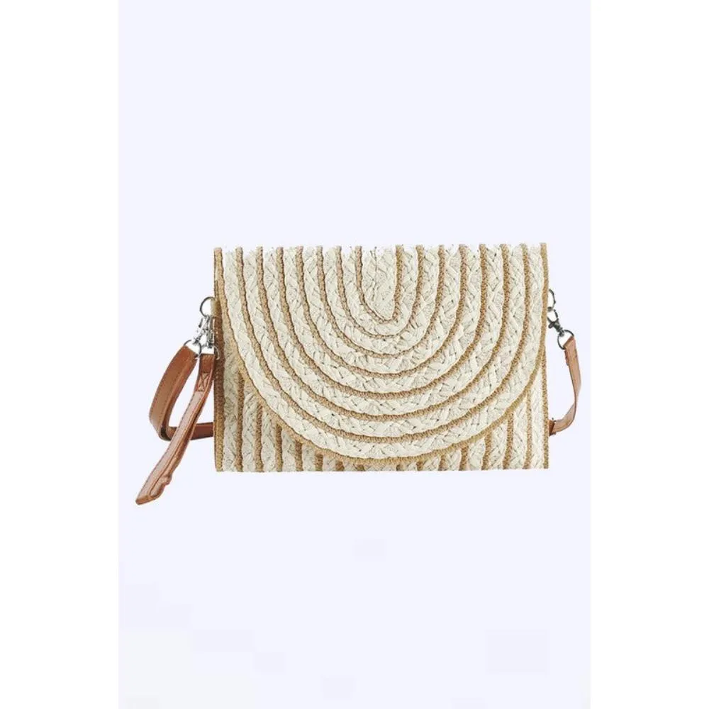 FASHNZFAB 2 Tone Straw Convertible Clutch Swing Bag