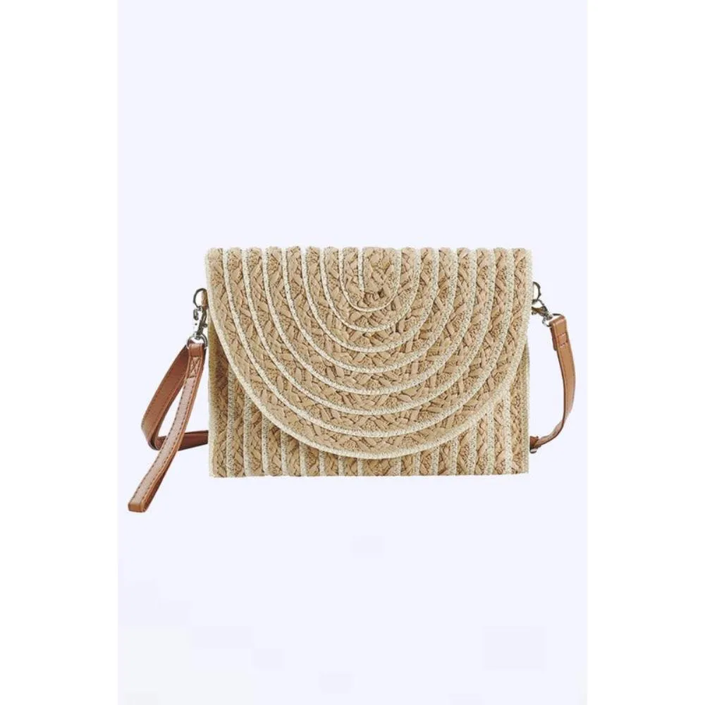 FASHNZFAB 2 Tone Straw Convertible Clutch Swing Bag