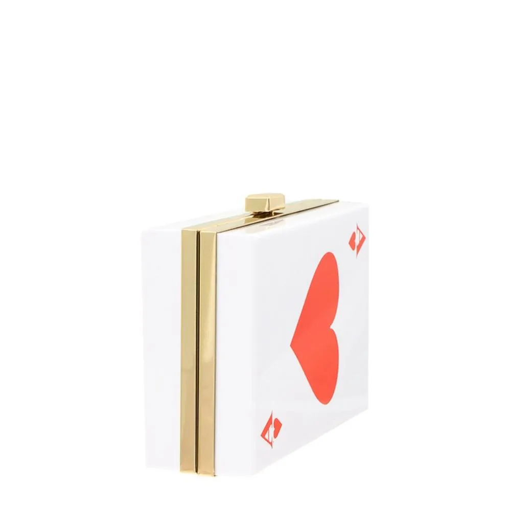 FASHNZFAB Ace of Hearts Card Clutch Evening Bag
