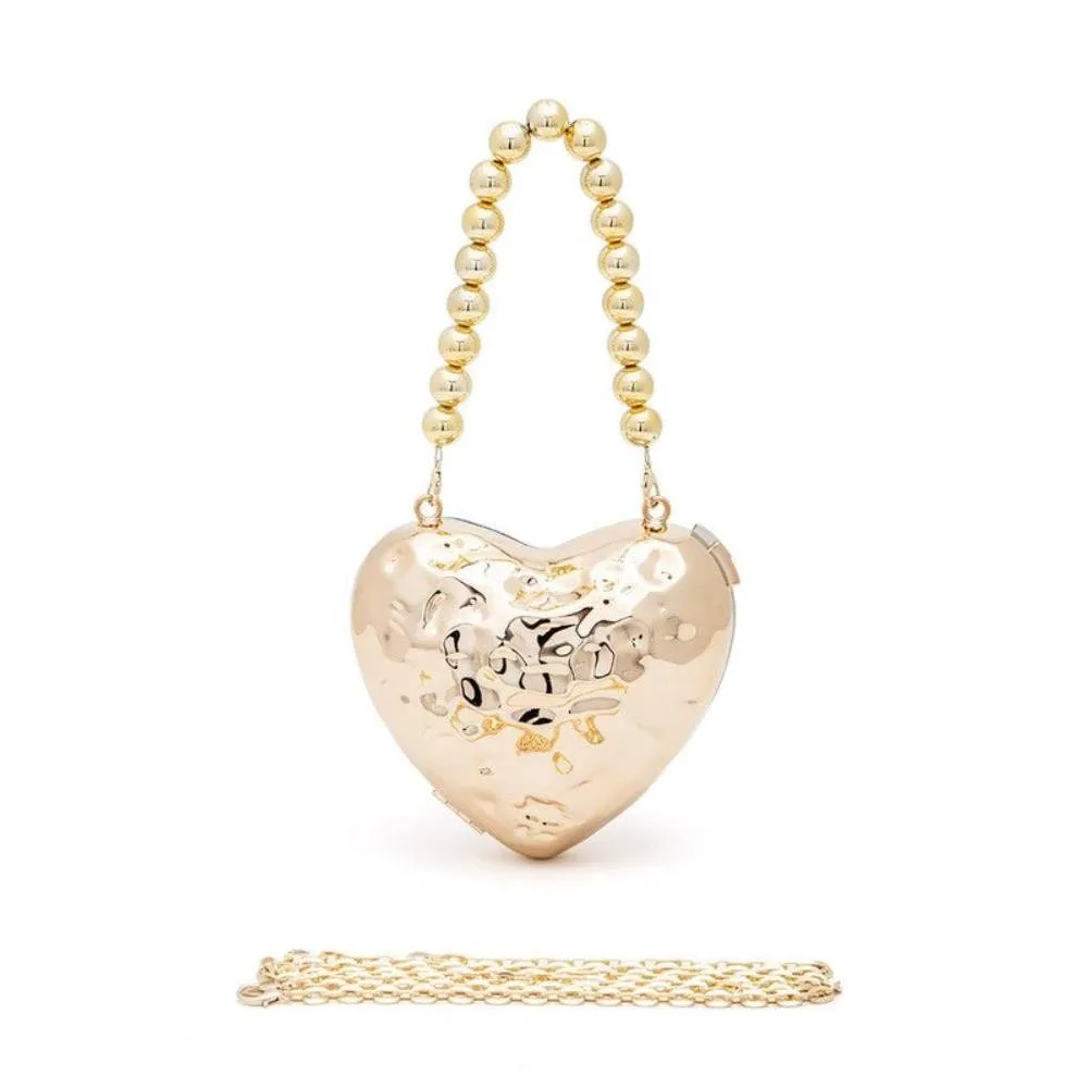 FASHNZFAB Ccb Textured Heart Shape Molded Swing Clutch Bag