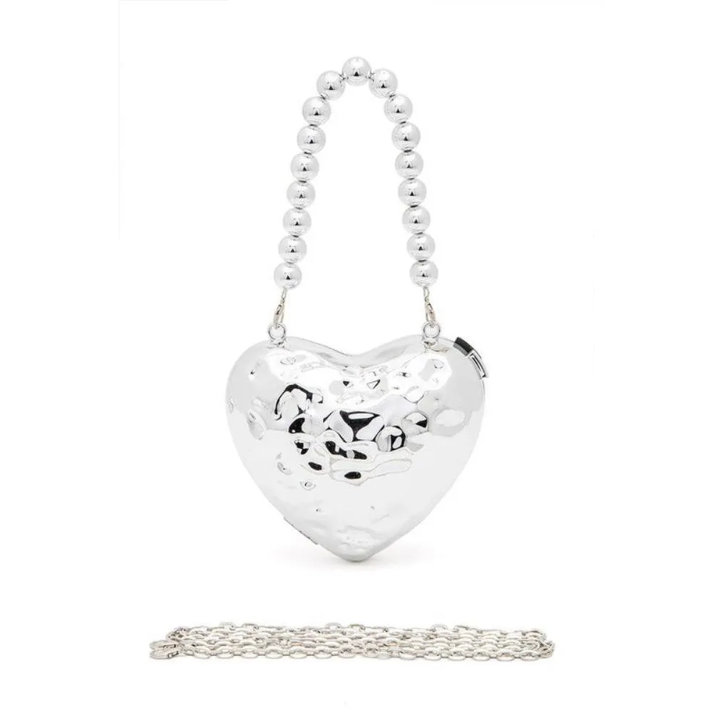 FASHNZFAB Ccb Textured Heart Shape Molded Swing Clutch Bag