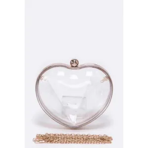 FASHNZFAB Clear Acrylic Puff Heart Convertible Clutch