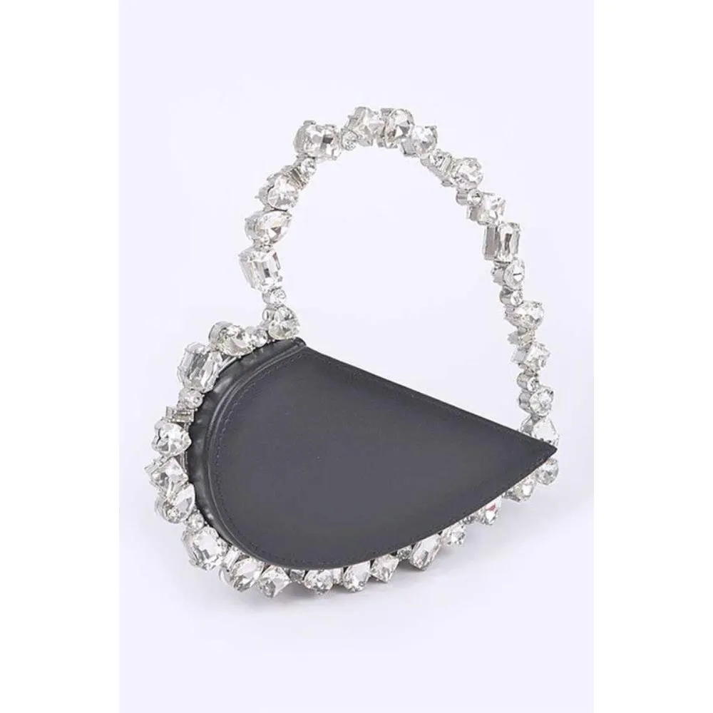 FASHNZFAB Crystal Handle Heart Shape Clutch