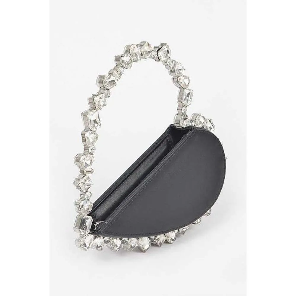 FASHNZFAB Crystal Handle Heart Shape Clutch