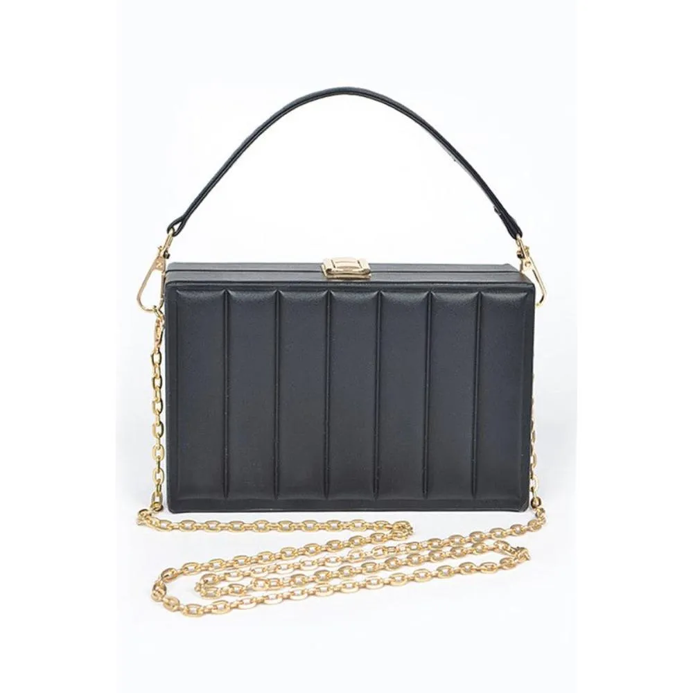 FASHNZFAB Embossed Box Top Handle Clutch Bag