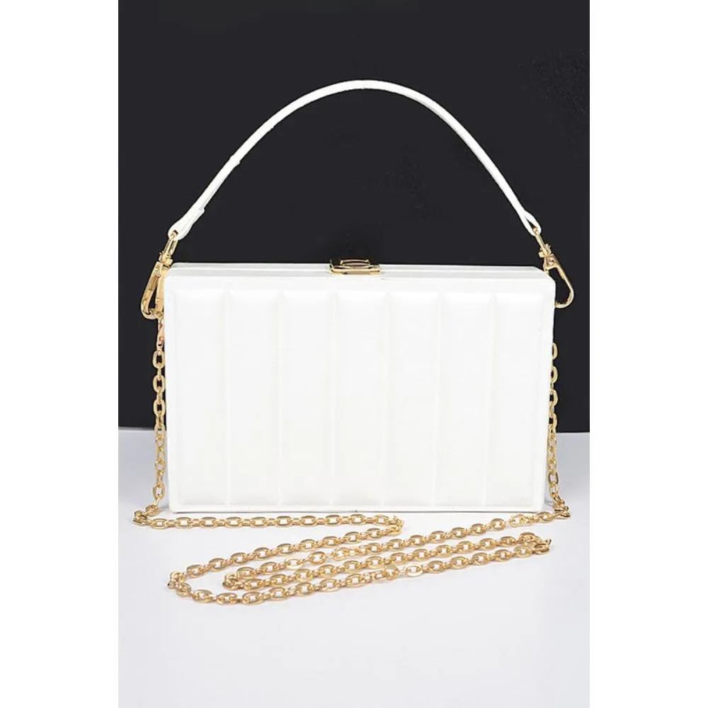 FASHNZFAB Embossed Box Top Handle Clutch Bag