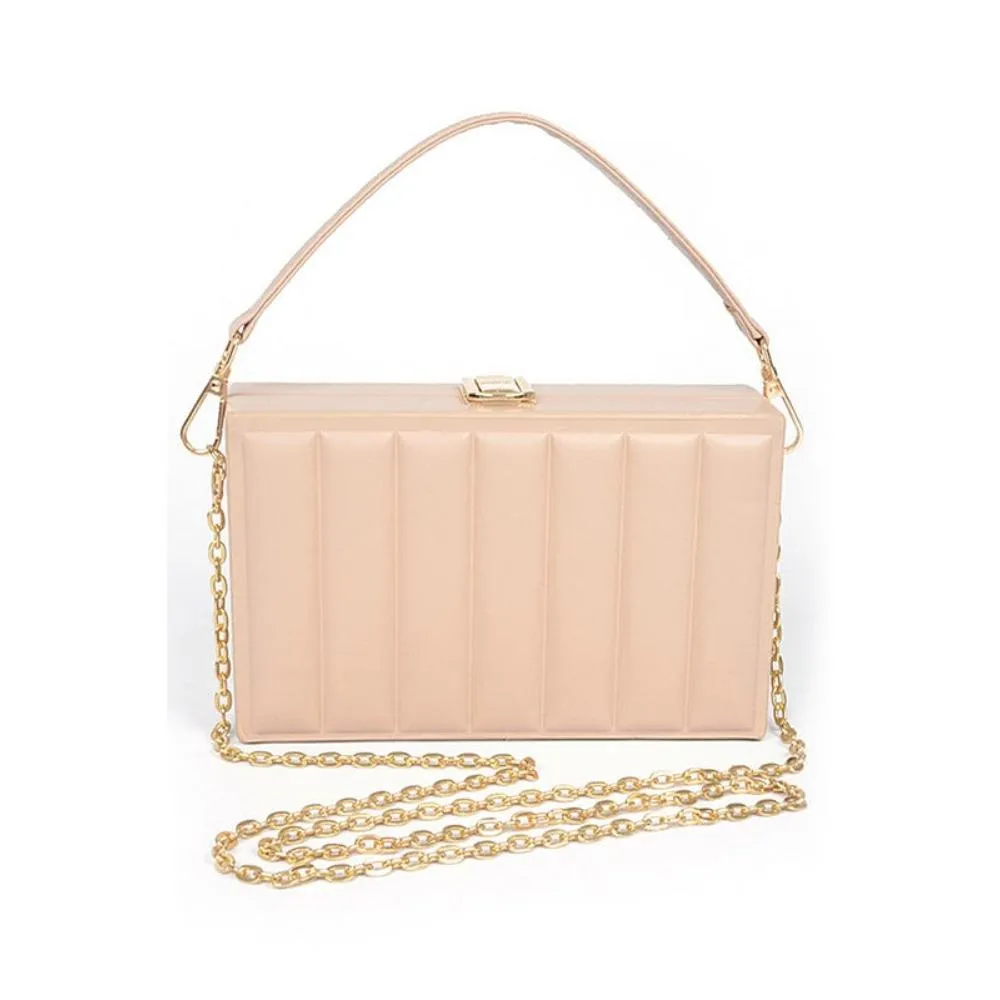 FASHNZFAB Embossed Box Top Handle Clutch Bag