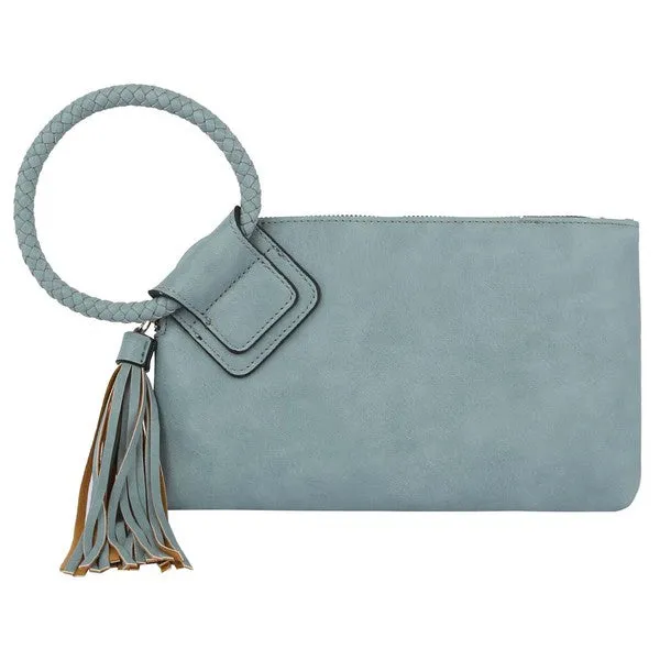 FASHNZFAB Fashion Cuff Handle Tassel Wristlet Clutch