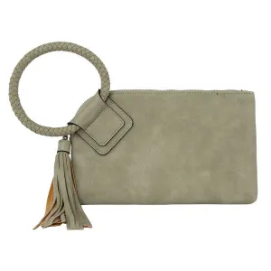 FASHNZFAB Fashion Cuff Handle Tassel Wristlet Clutch