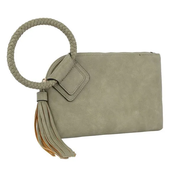 FASHNZFAB Fashion Cuff Handle Tassel Wristlet Clutch