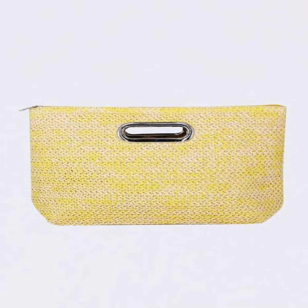 FASHNZFAB Fashion Straw Summer Top Handle Clutch