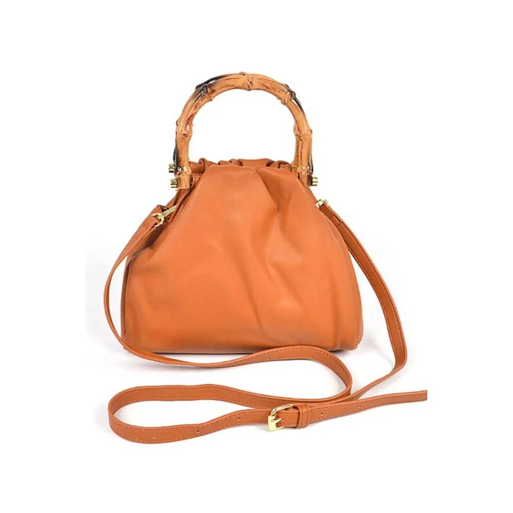 FASHNZFAB Faux Bamboo Handle Convertible Swing Clutch Bag