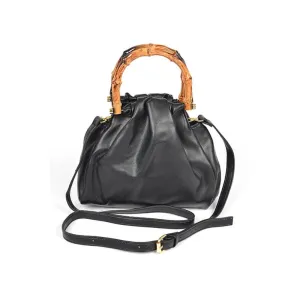 FASHNZFAB Faux Bamboo Handle Convertible Swing Clutch Bag
