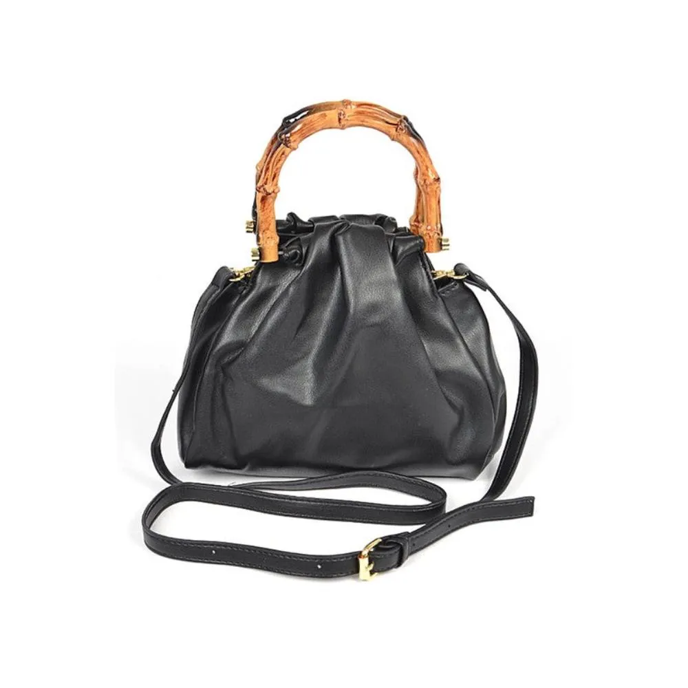 FASHNZFAB Faux Bamboo Handle Convertible Swing Clutch Bag