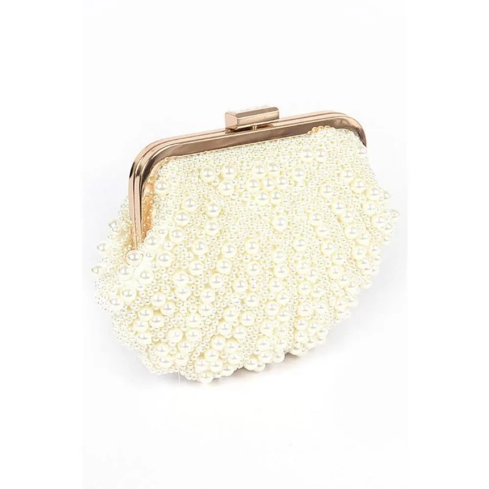 FASHNZFAB Faux Pearl Iconic Clutch Bag