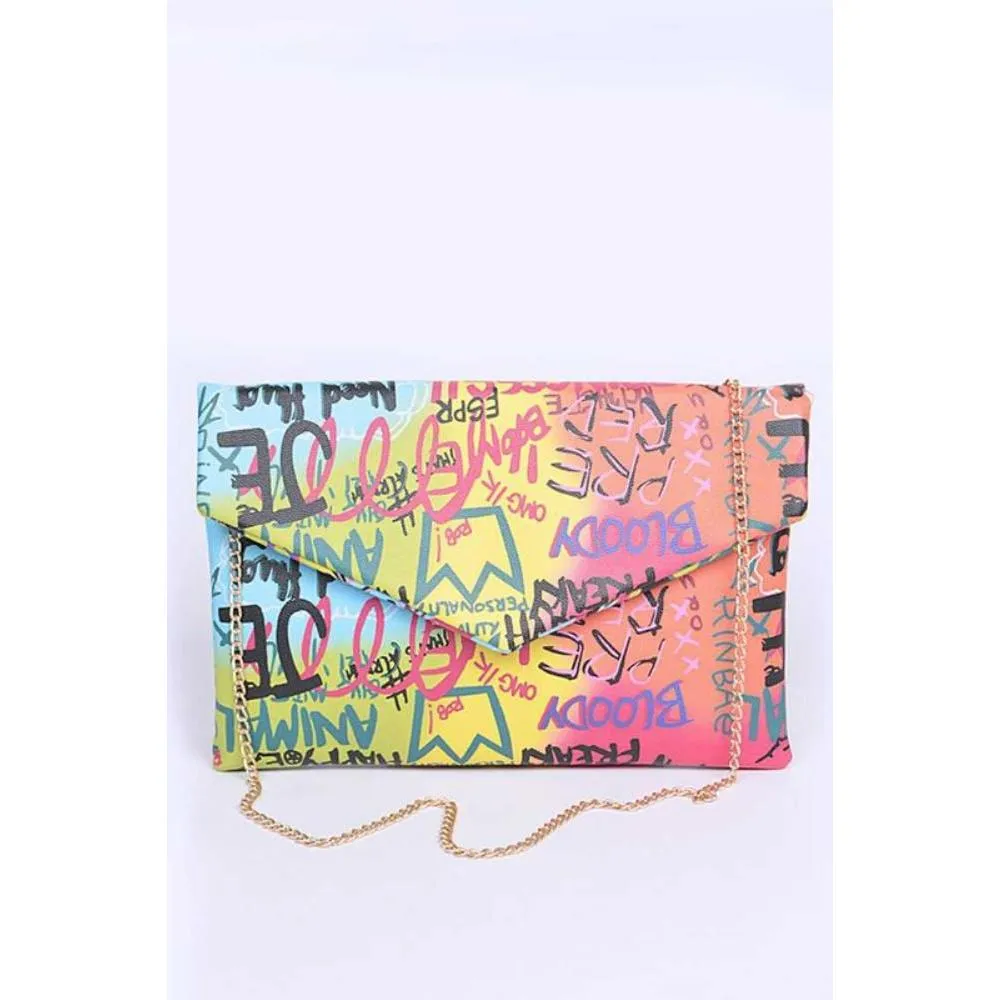 FASHNZFAB Graffiti Mix Color Iconic Envelope Clutch Bag