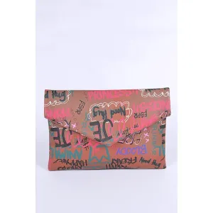 FASHNZFAB Graffiti Mix Color Iconic Envelope Clutch Bag