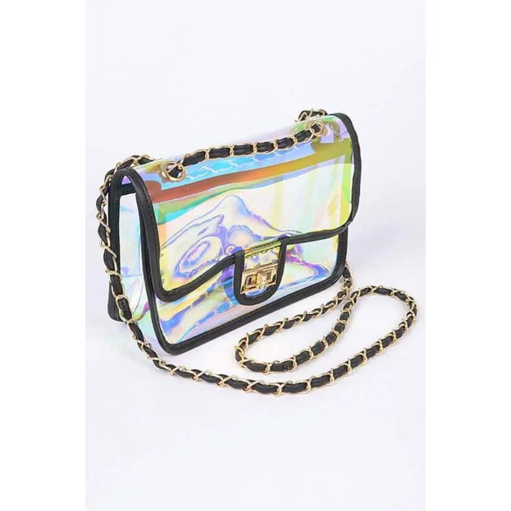 FASHNZFAB Holographic Vinyl Soft Clutch With Inner Pouch
