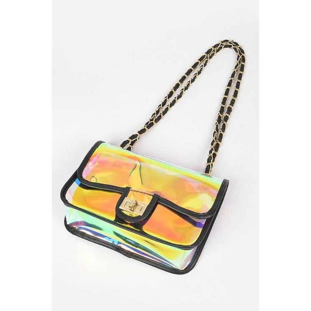 FASHNZFAB Holographic Vinyl Soft Clutch With Inner Pouch