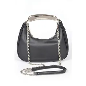 FASHNZFAB Metal Bar Handle Convertible Clutch Bag