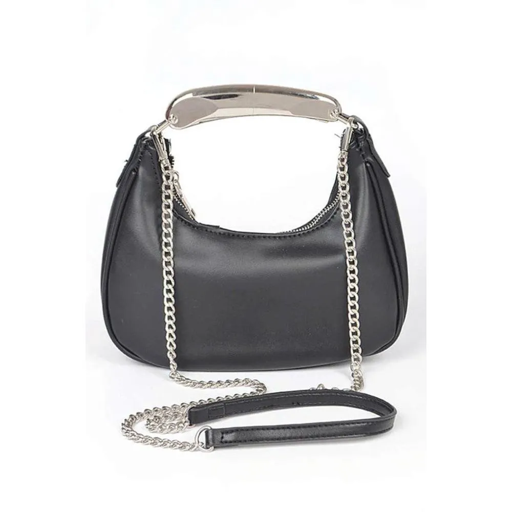 FASHNZFAB Metal Bar Handle Convertible Clutch Bag