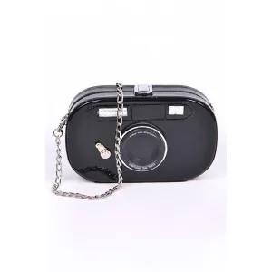 FASHNZFAB Metallic Oval Camera Iconic Swing Clutch Bag