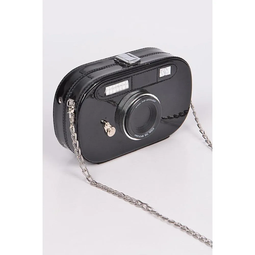FASHNZFAB Metallic Oval Camera Iconic Swing Clutch Bag