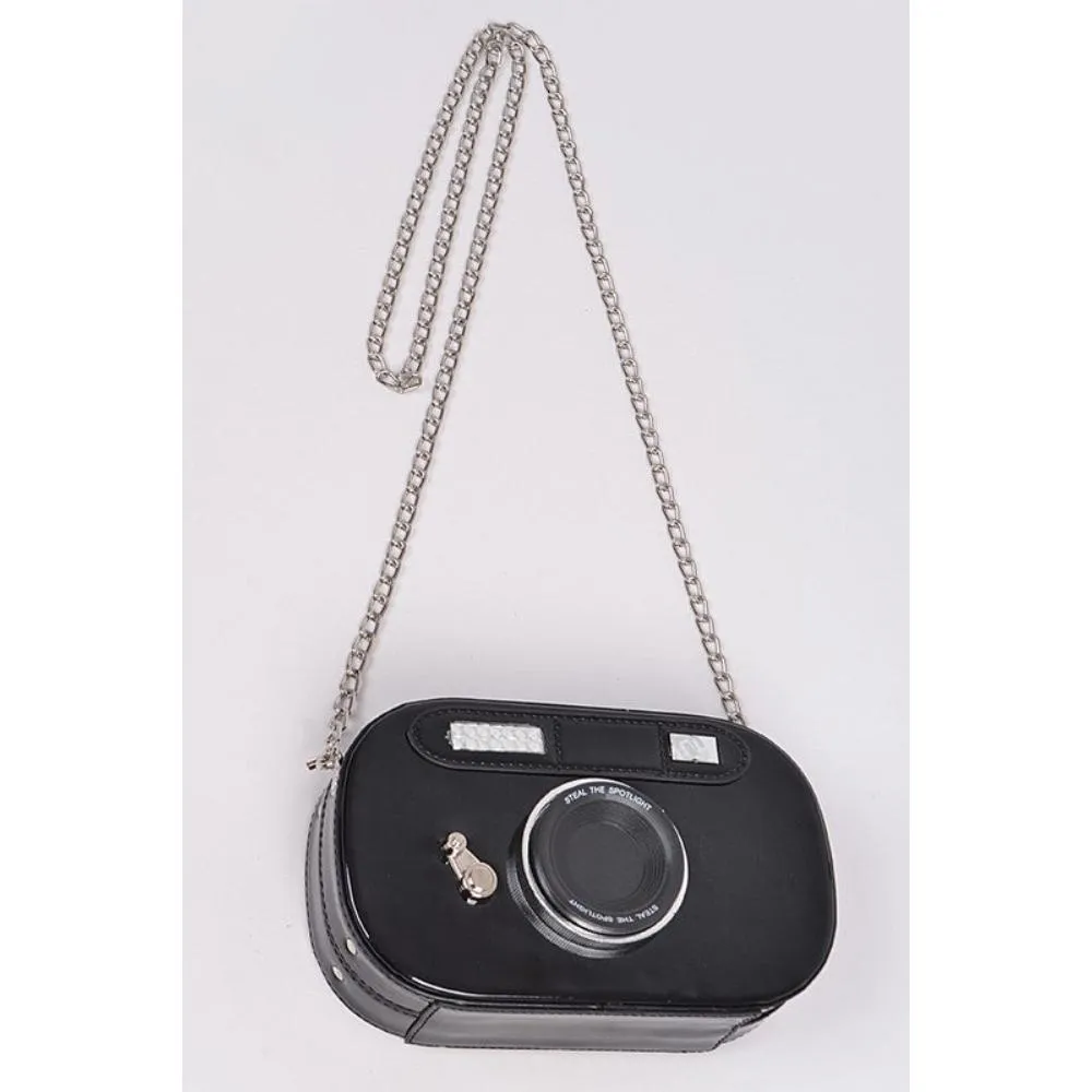 FASHNZFAB Metallic Oval Camera Iconic Swing Clutch Bag