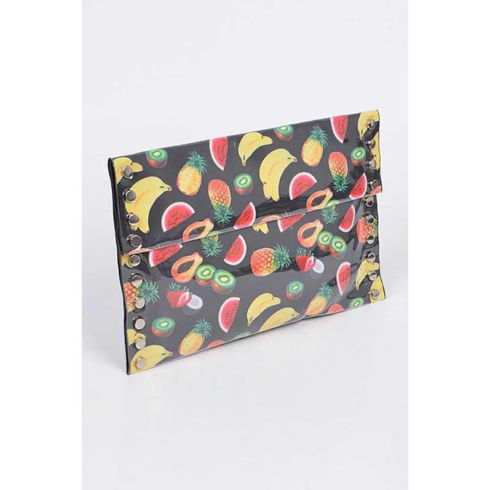 FASHNZFAB Mix Fruit Print Iconic Envelope Clutch Bag