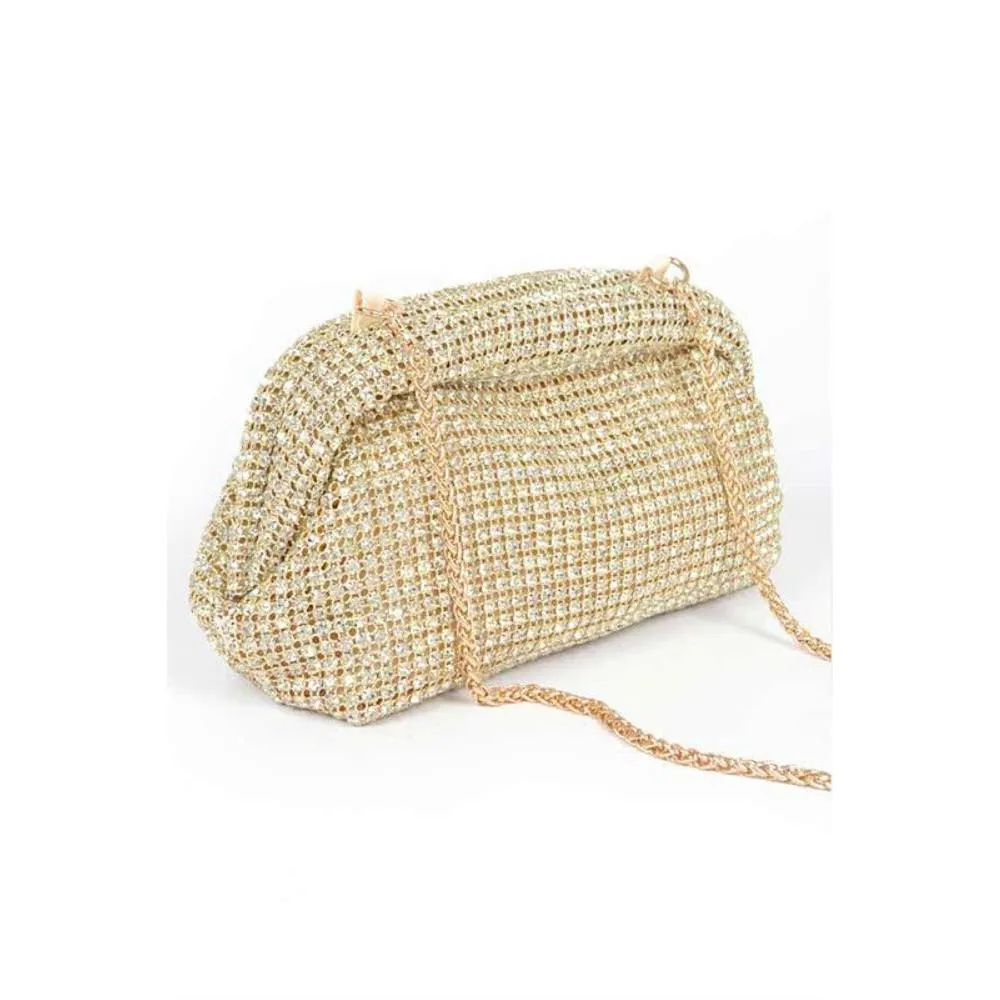 FASHNZFAB Oversize Rhinestone Convertible Soft Clutch Bag