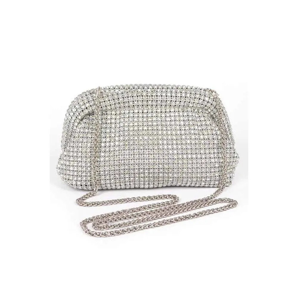 FASHNZFAB Oversize Rhinestone Convertible Soft Clutch Bag