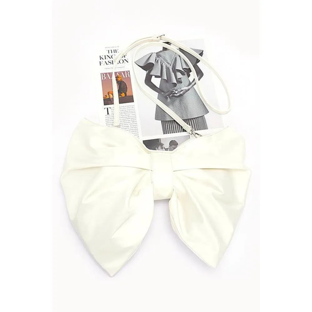 FASHNZFAB Oversize Satin Bow Convertible Clutch Swing Bag