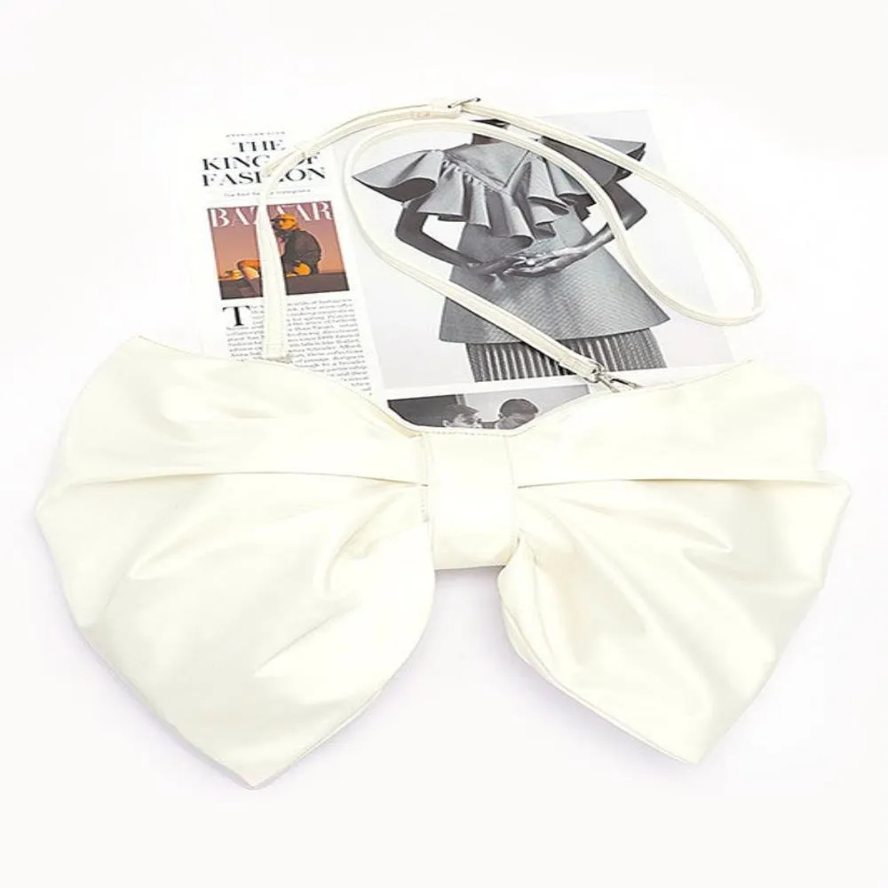 FASHNZFAB Oversize Satin Bow Convertible Clutch Swing Bag