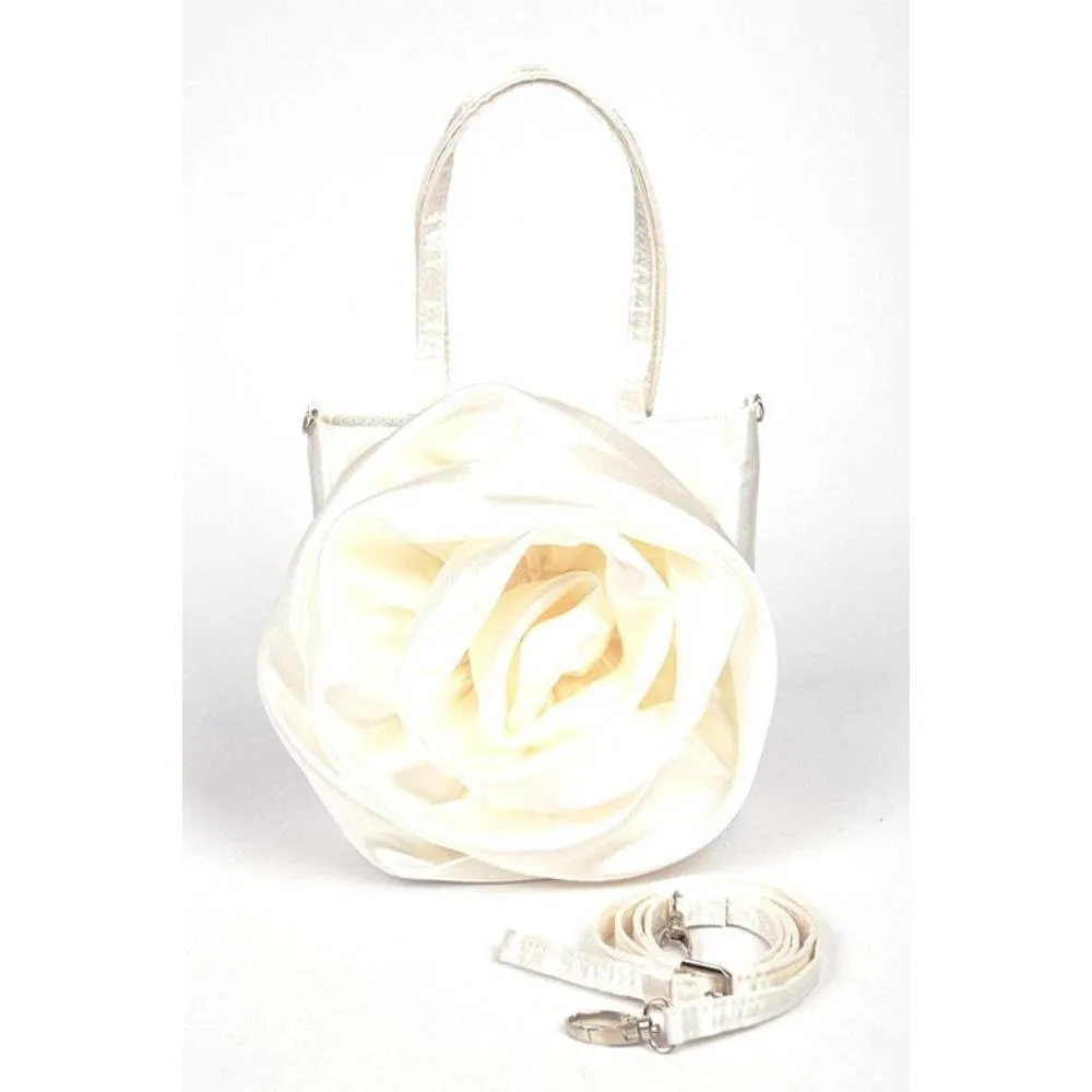 FASHNZFAB Oversize Satin Flower Top Handle Soft Clutch