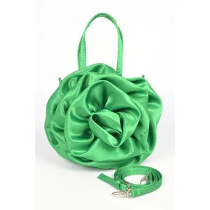 FASHNZFAB Oversize Satin Flower Top Handle Soft Clutch