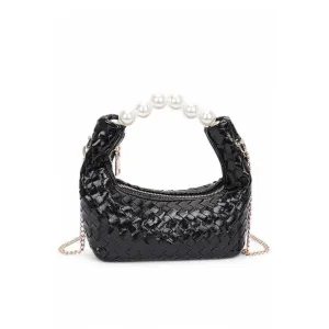 FASHNZFAB Pearl Handle Metallic Small Convertible Clutch Bag