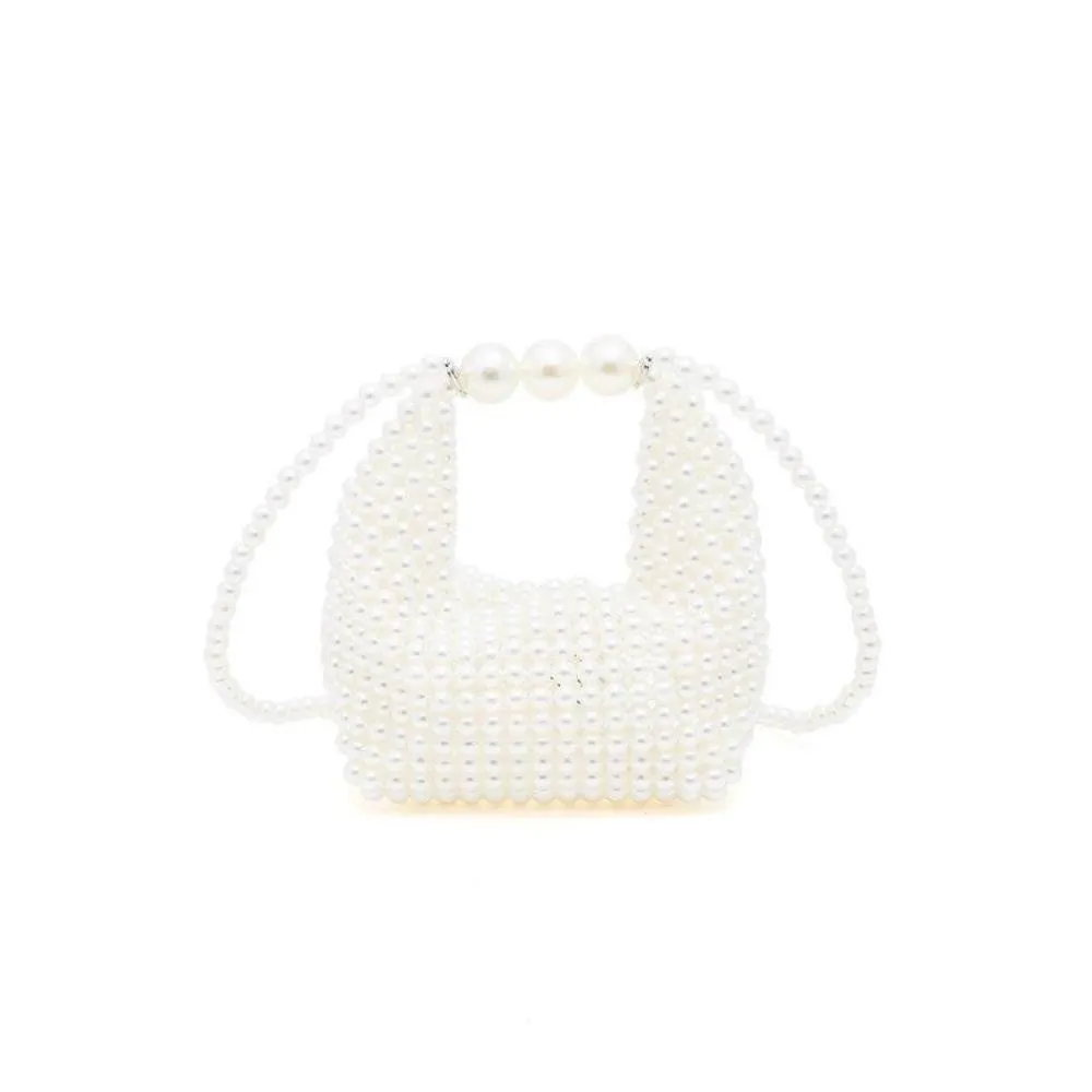 FASHNZFAB Petite Pearl Braided Top Handle Clutch Bag