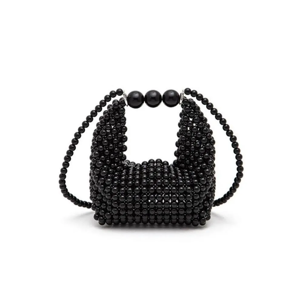 FASHNZFAB Petite Pearl Braided Top Handle Clutch Bag