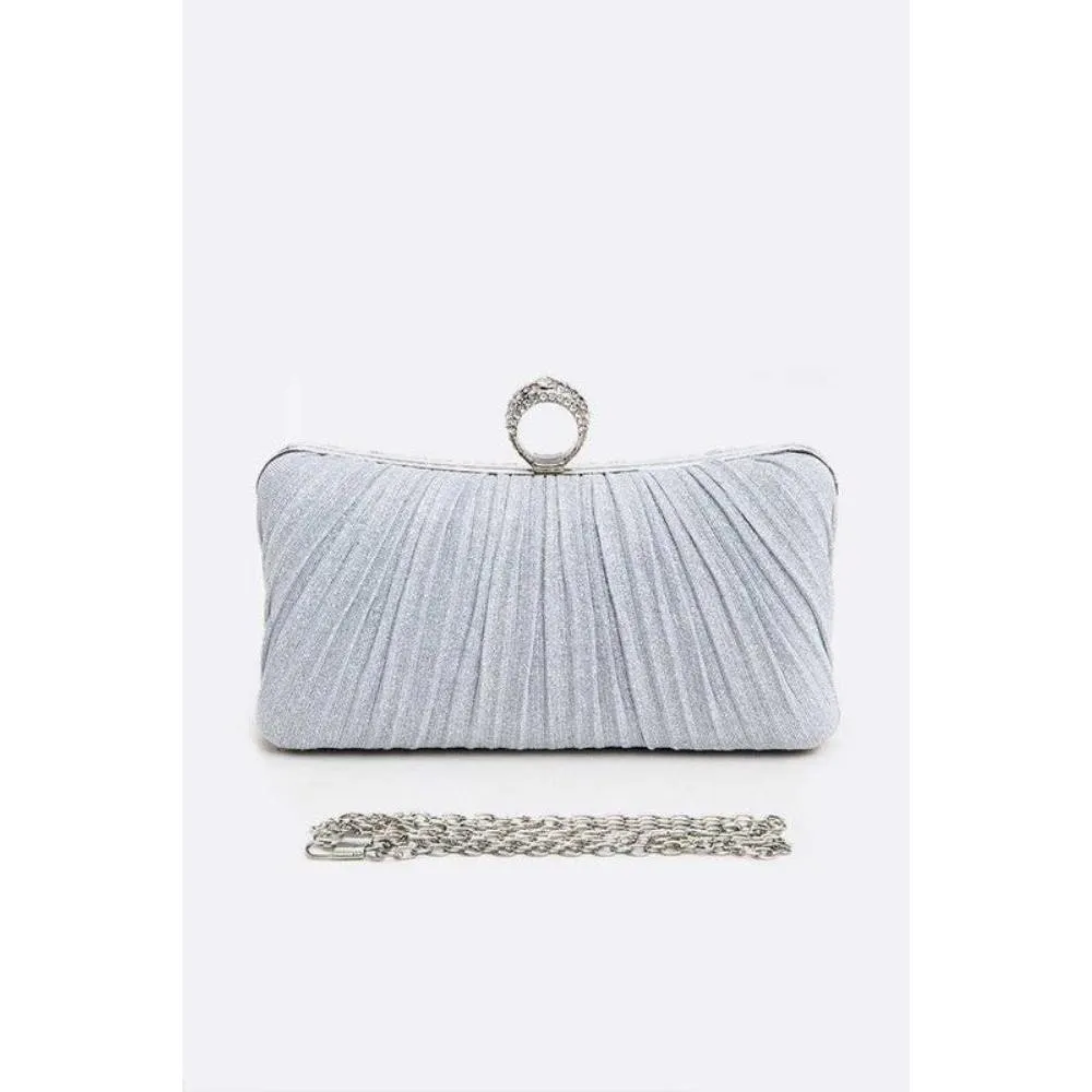 FASHNZFAB Pleated Metallic Box Clutch Bag