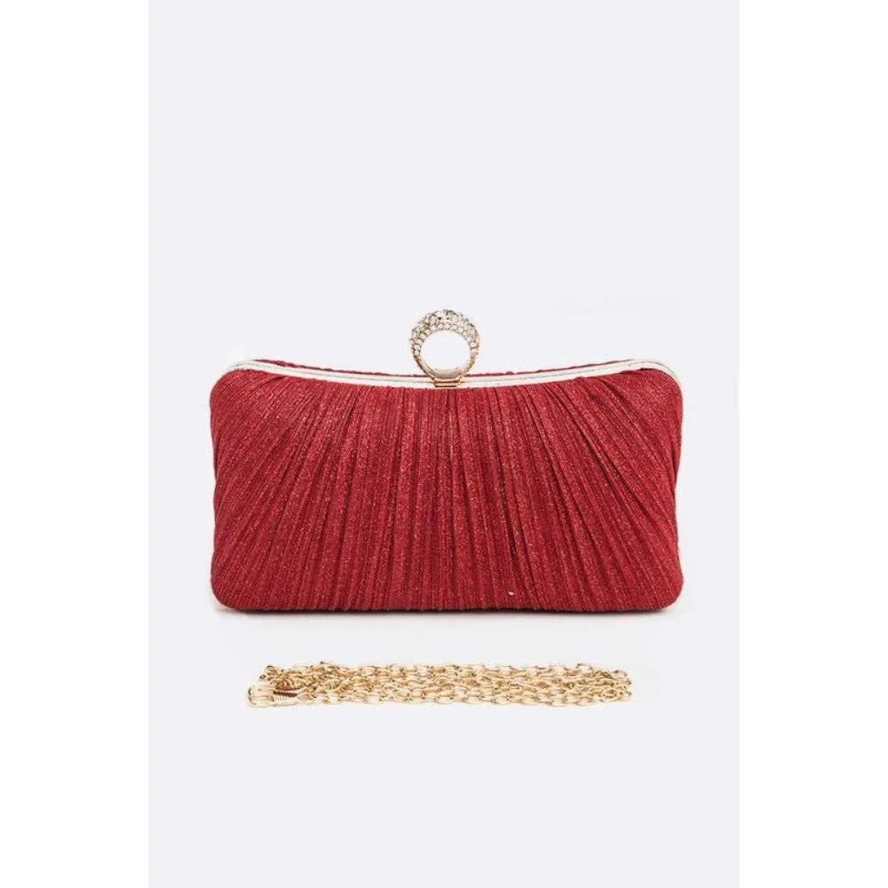 FASHNZFAB Pleated Metallic Box Clutch Bag