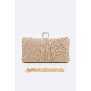 FASHNZFAB Pleated Metallic Box Clutch Bag