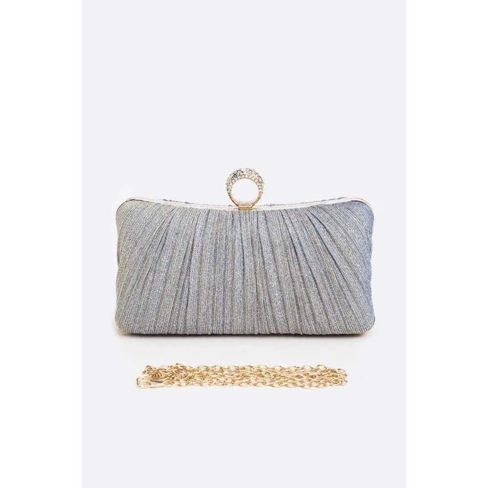 FASHNZFAB Pleated Metallic Box Clutch Bag