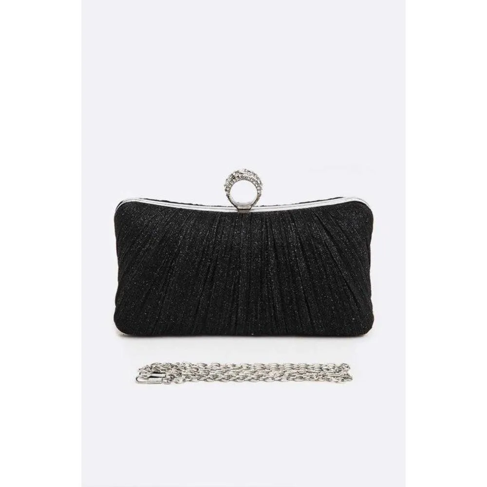 FASHNZFAB Pleated Metallic Box Clutch Bag